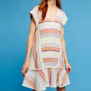 Anthropologie Holding Horses Elira Gauze Striped Mini Dress Boho Sz M